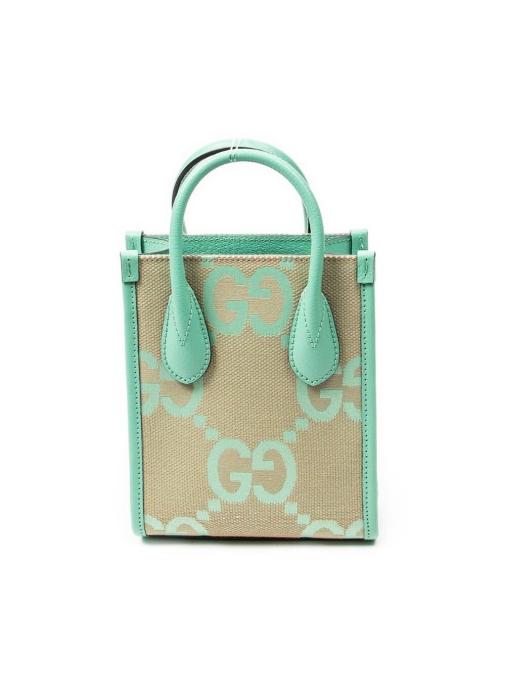 Gucci Mini Zip Crossbody Green Beige Jumbo GG Canvas